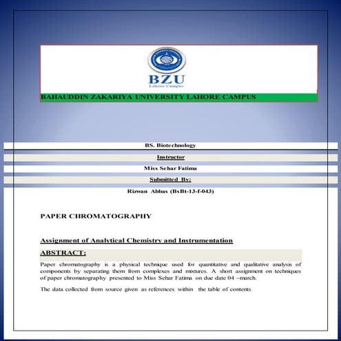 Paper chromatography