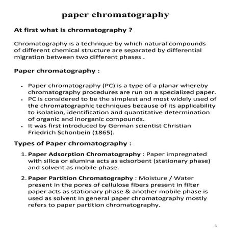 Paper chromatography