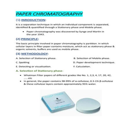 PAPER CHROMATOGRAPHY 