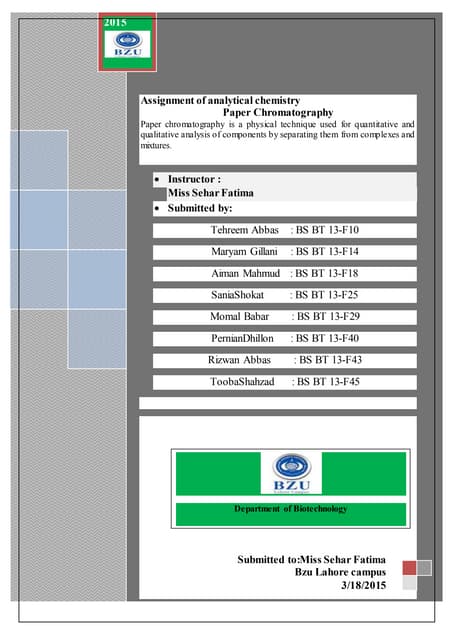 paper chromatography project class 12 | PDF | Chemistry | Science