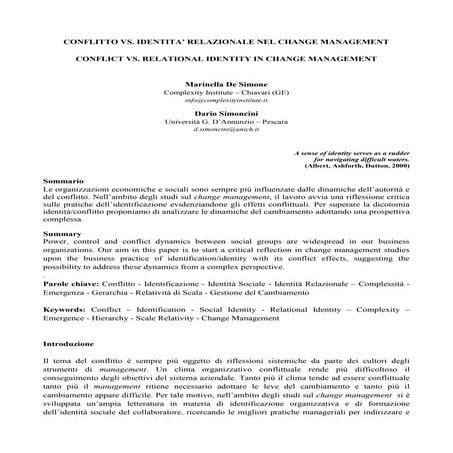 Conflitto vs identità relazionale nel change management