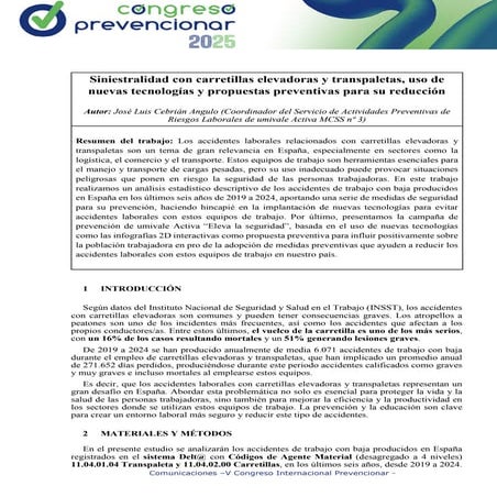Siniestralidad con carretillas elevadoras y transpaletas: análisis 2019–2024 ...