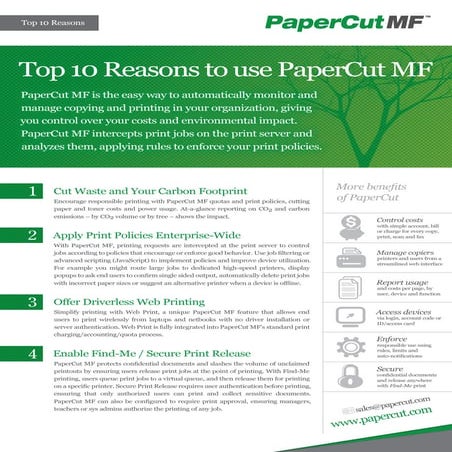 PaperCut Top 10 Reasons