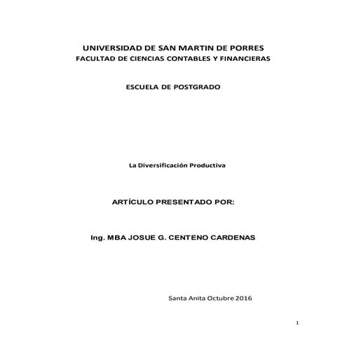 La Diversificación Productiva