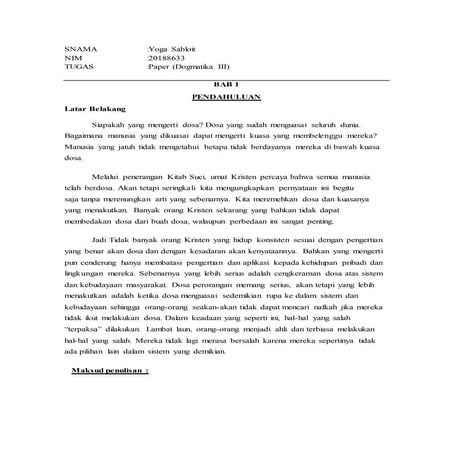 Paper dogmatika 3 (manusia bebas dari dosa) sm 4