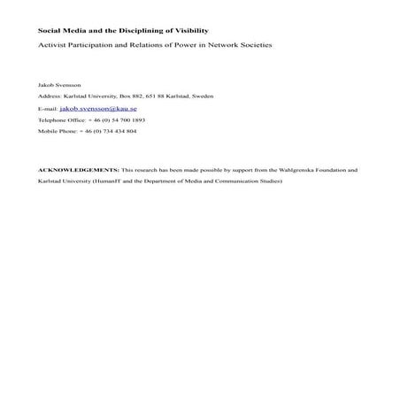 Social Media and the Disciplining of Visibility