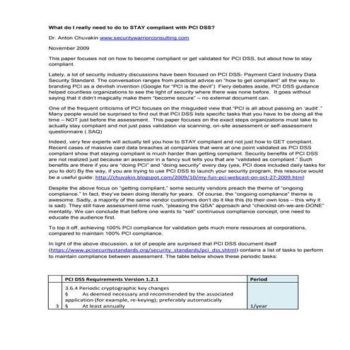 What do I really need to do to STAY compliant with PCI DSS?