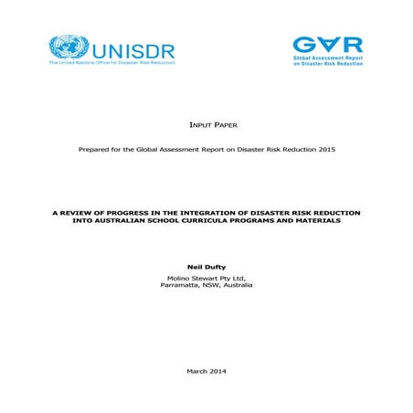 Paper - A review of progress in the integration of disaster risk reduction in...