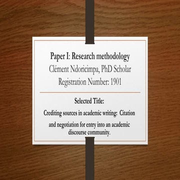 Crediting sources in academic writing: Citation and negotiation for entry into an academic discourse community