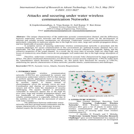 Securing Underwater Wireless Communication Networks | PPTX