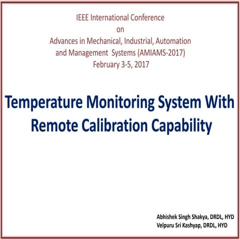 Temperature Monitoring System with remote calibration capability