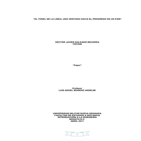 EL TUNEL DE LA LÍNEA (Colombia)