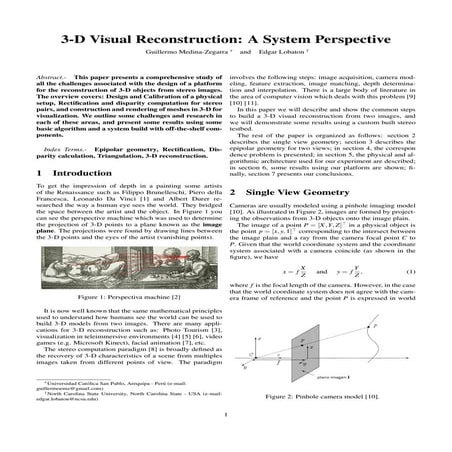 3-D Visual Reconstruction: A System Perspective