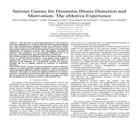 Paper José Luis Bayo - Serious Games For Dementia illness Detection and Motiv...