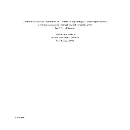 Communication and Interaction on Twitter | DOC