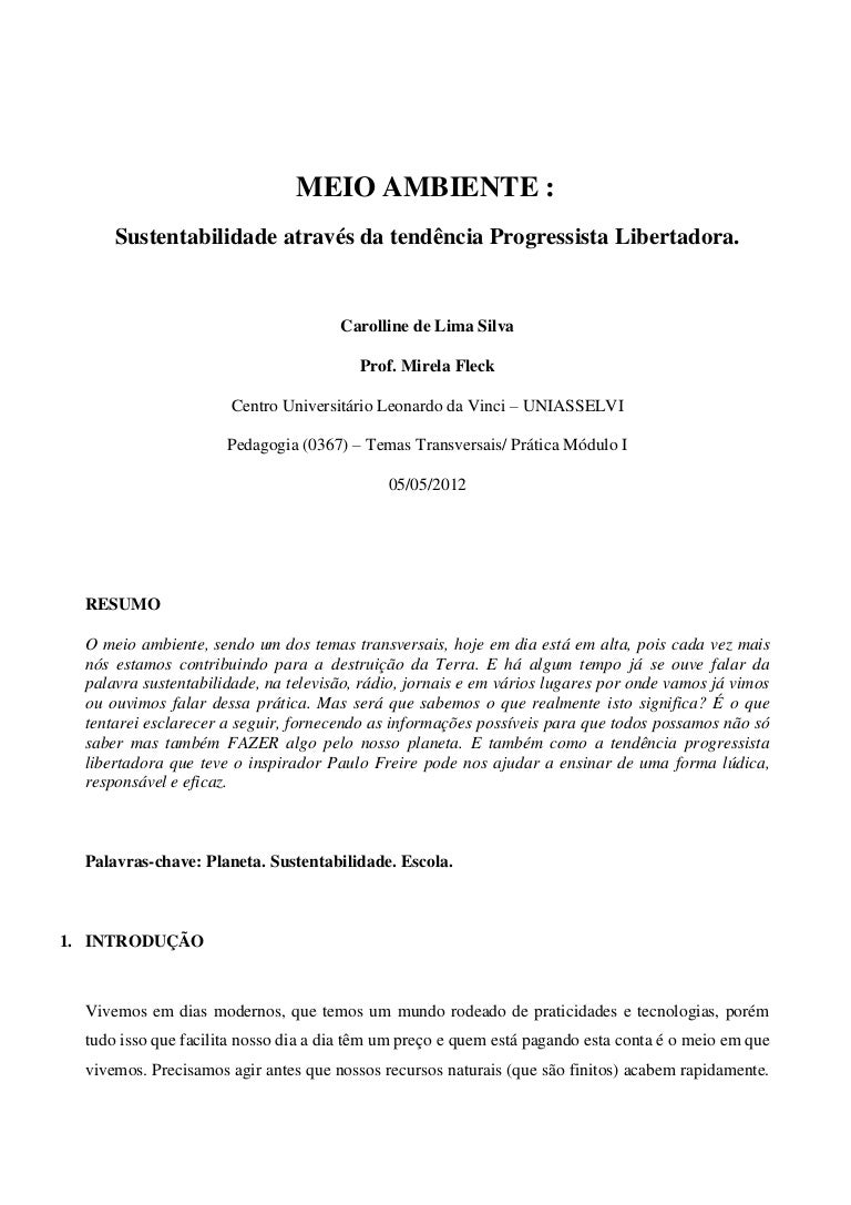 Exemplo De Artigo Cientifico Sobre Meio Ambiente
