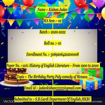 "The Birthday party" as  play comedy menace