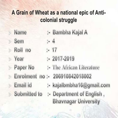 Paper No  :- The African Literature