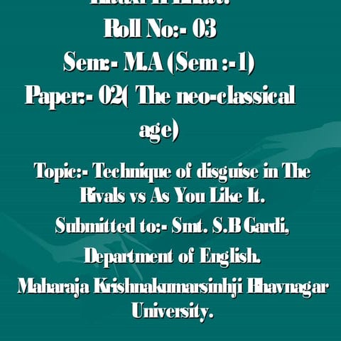 Technique of disguise in The Rivals and As you like it