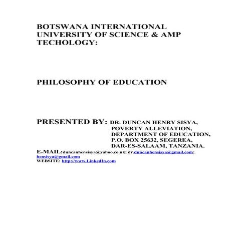 CALL PAPER OF PHILOSOPHY:Paper of philosophy  botwana international university
