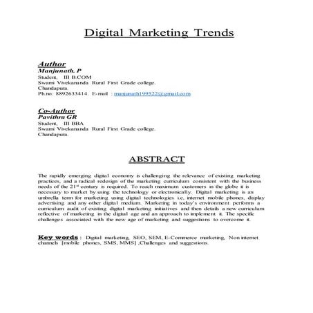 Paper on digital marketing trends