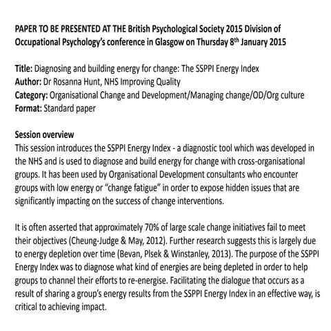 Paper on energy for change