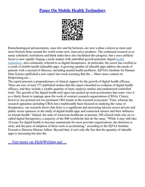 Paper On Mobile Health Technology