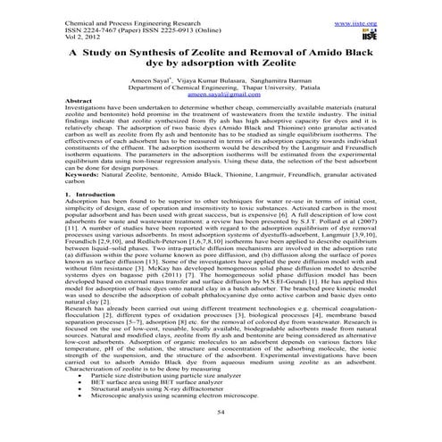 Paper on synthesis of zeolite and application
