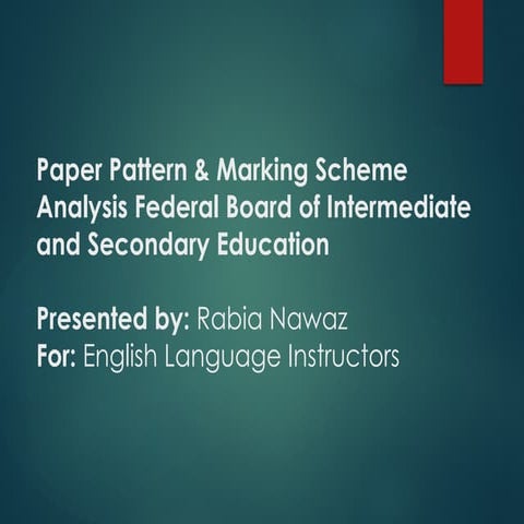 Paper Pattern & Marking Scheme Analysis(Day two 5.1.pptx