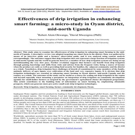 Effectiveness of drip irrigation in enhancing smart farming: a micro-study in...