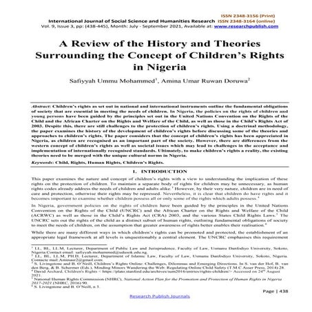 A Review of the History and Theories Surrounding the Concept of Children’s Ri...