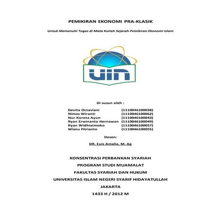 Paper pemikiran ekonomi pra klasik