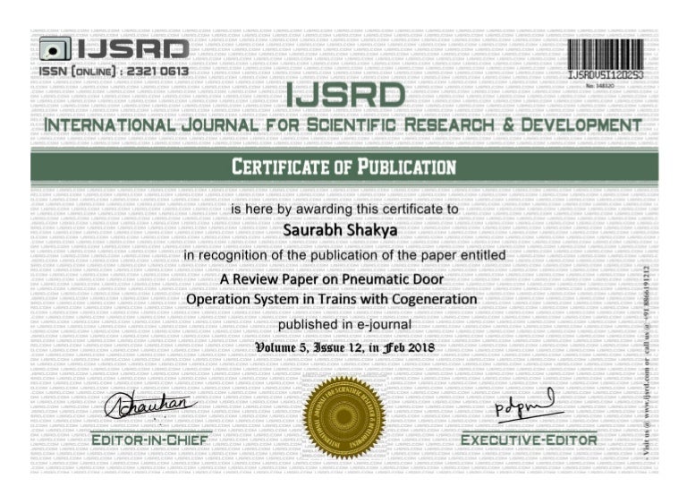 Certificate for Paper publication IJSRD