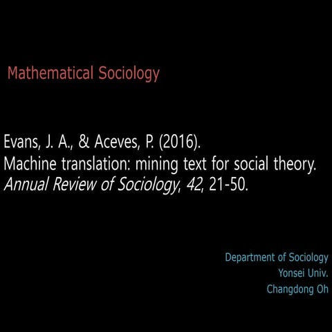 Mathematical Sociology