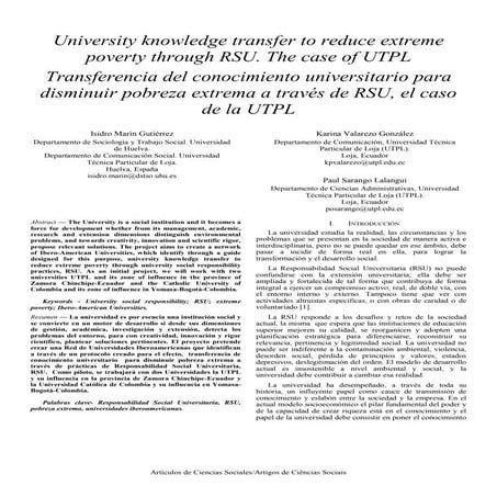 Transferencia del conocimiento universitario para  disminuir pobreza extrema