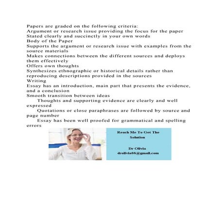 Papers are graded on the following criteriaArgument or research i.docx