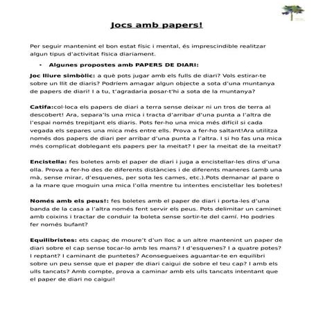 Psicomotricitat: Joc amb papers! | PDF