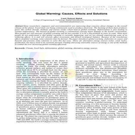 Global Warming: Causes, Effects and Solutions