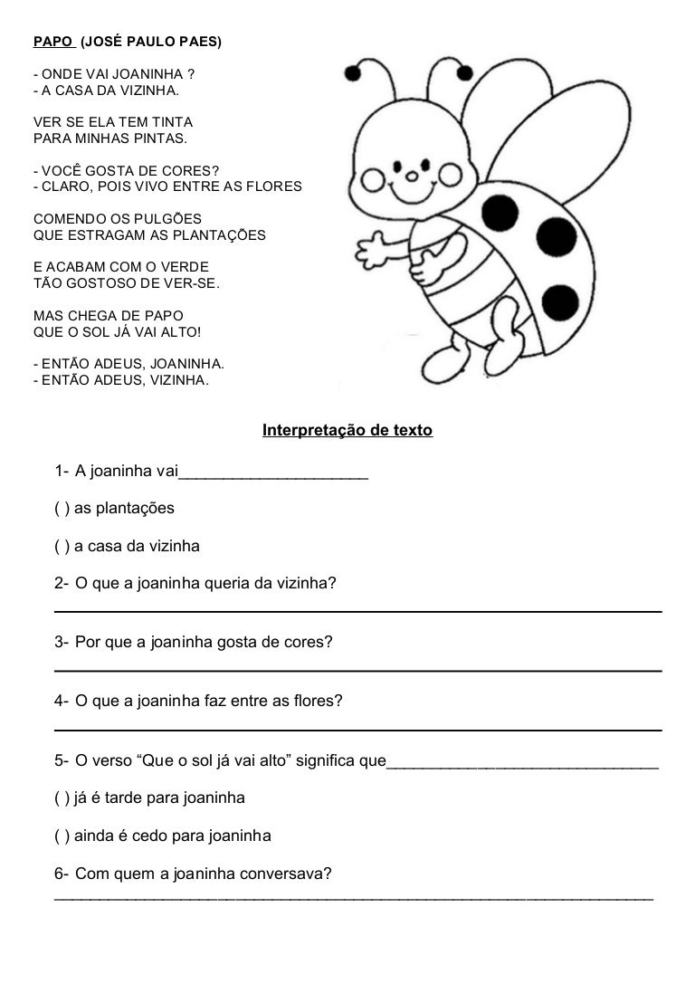 Atividades De Portugues Interpretação De Texto 2 Ano