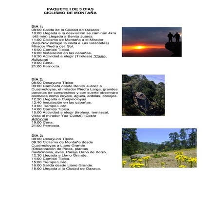 Paquete I de 3 dìas