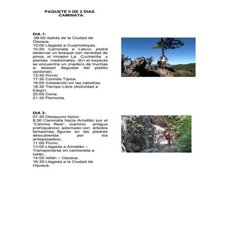 Paquete II de 2 dias