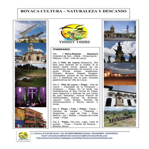 Paquete turistico a boyaca cinco dias