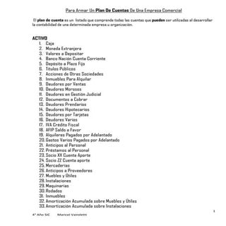 Para armar un plan de cuentas