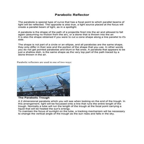 Parabolic Reflector Uses | PDF