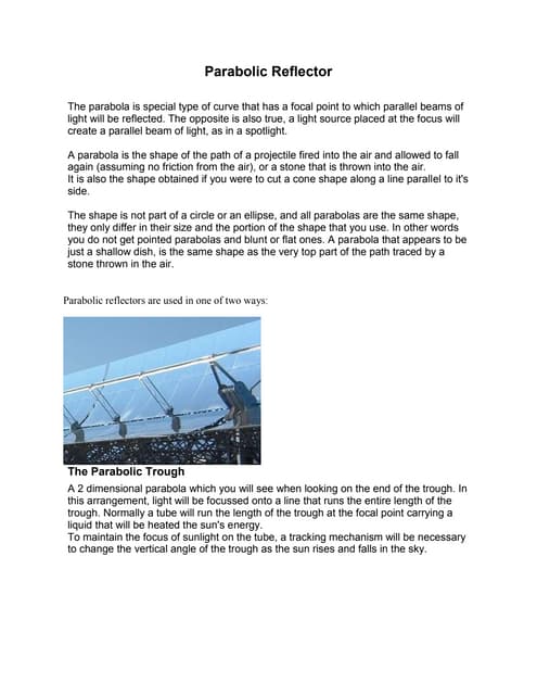 Parabolic Reflector Uses | PDF