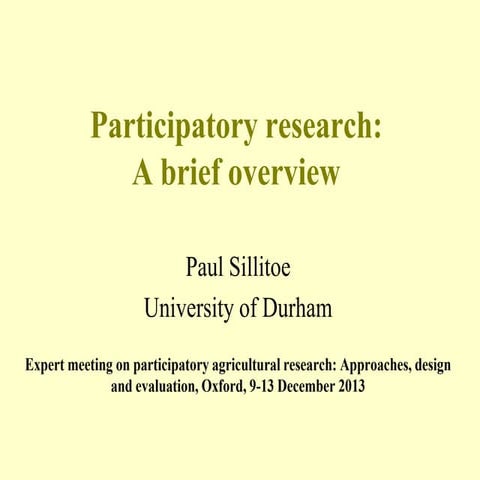 Participatory research: A brief overview