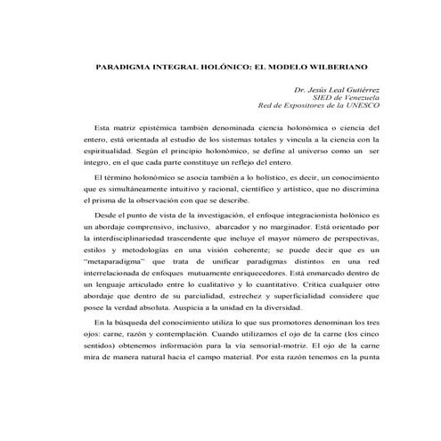 Paradigma integral holonico