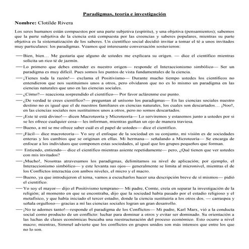 Paradigmas, teoría e investigación, 3er informe