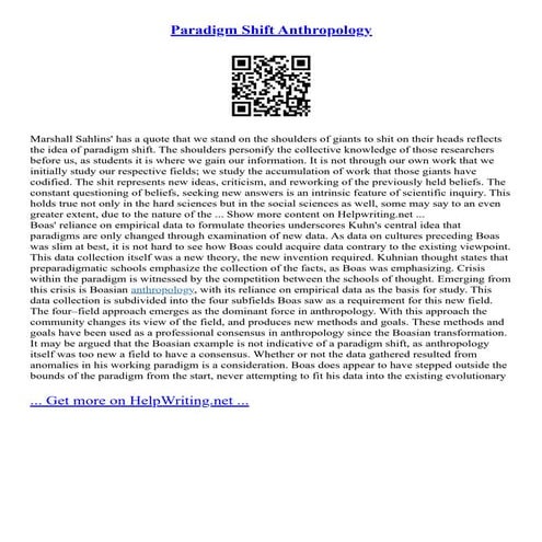 Paradigm Shift Anthropology | PDF