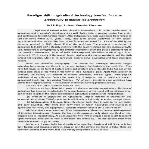 Paradigm shift in agricultural extension